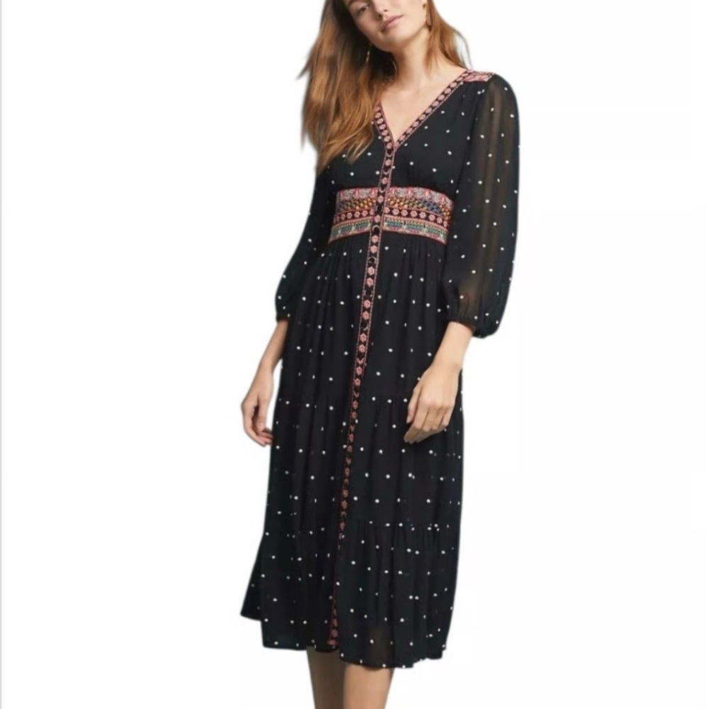 ANTHROPOLOGIE La Boheme Embroidered Dress